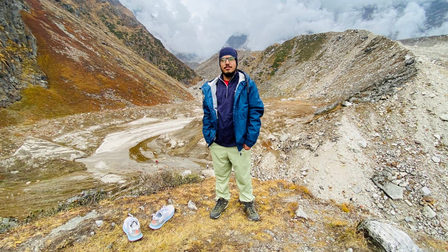 Trekker in Himalayas